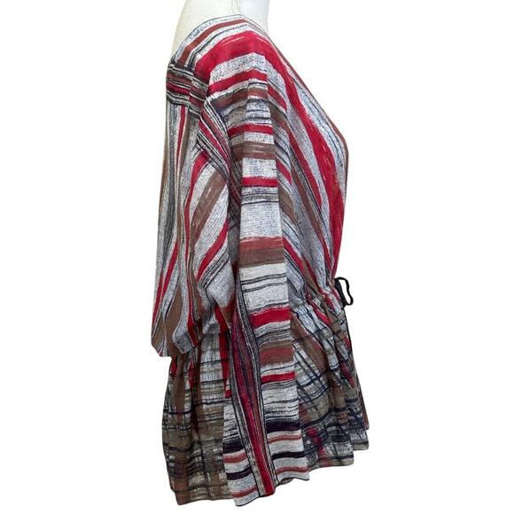 Nic + Zoe striped top, 1X, artsy casual, bohemian, linen blend, resort, layering - Picture 2 of 5
